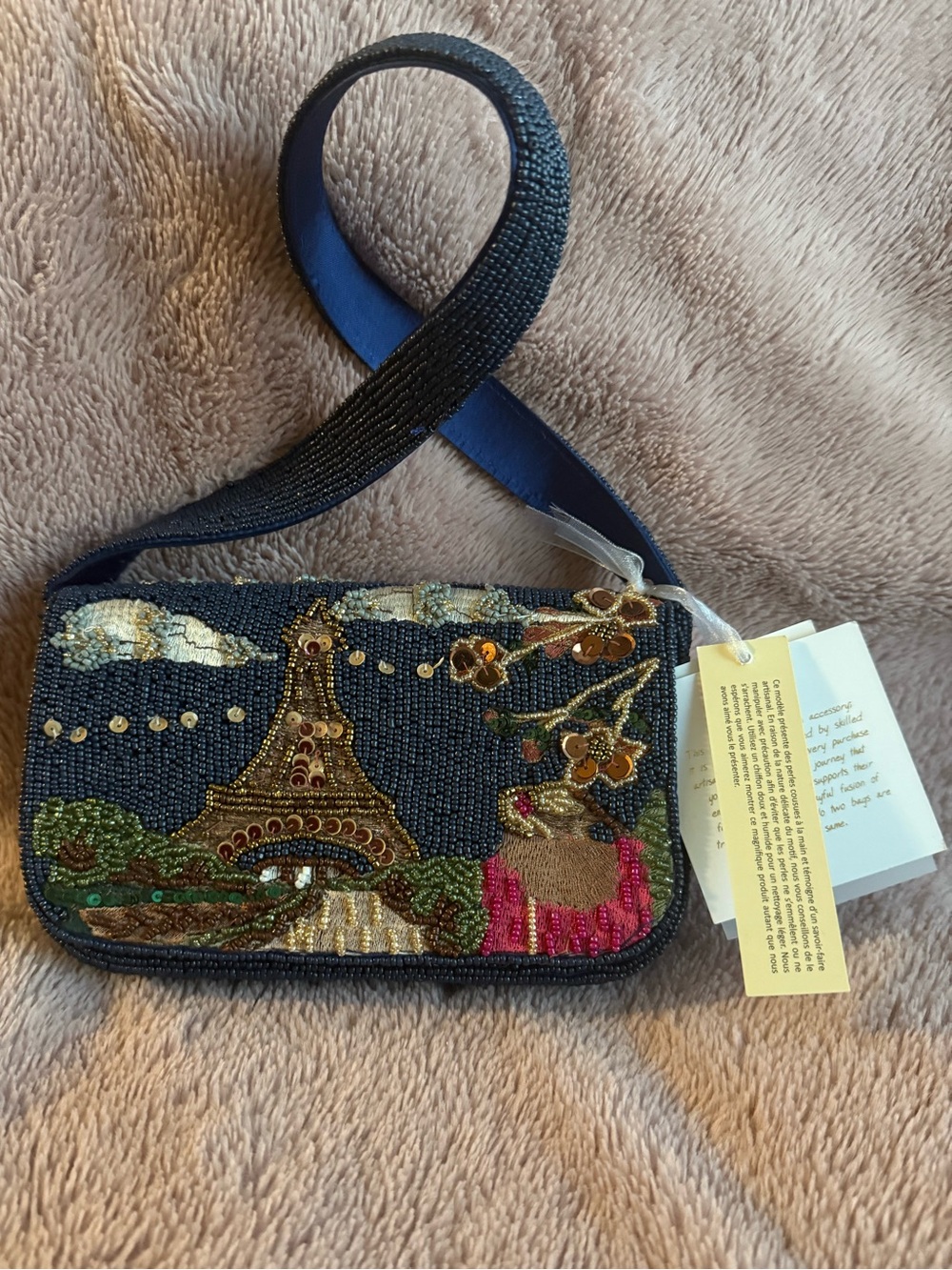 💎 Viral Beaded Paris Shoulder Bag in Navy